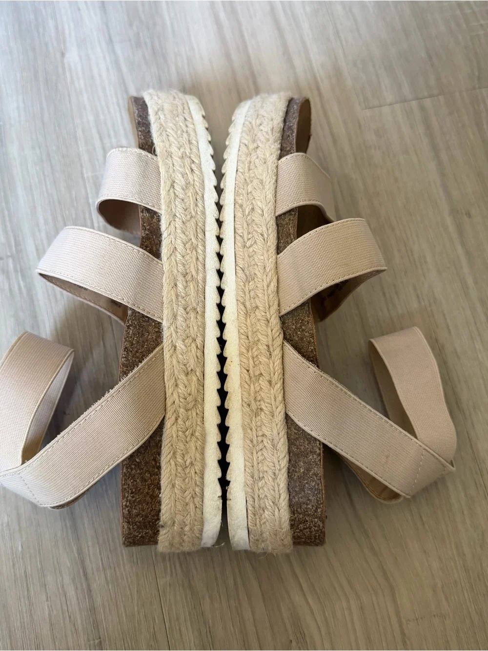 Steve Madden Beige Strappy Espadrille Platform Sandals